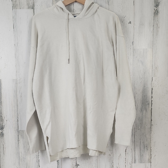 Tek Gear Cream Hooded Drawstring Sweater Split Sides Size XL - Picture 1 of 8